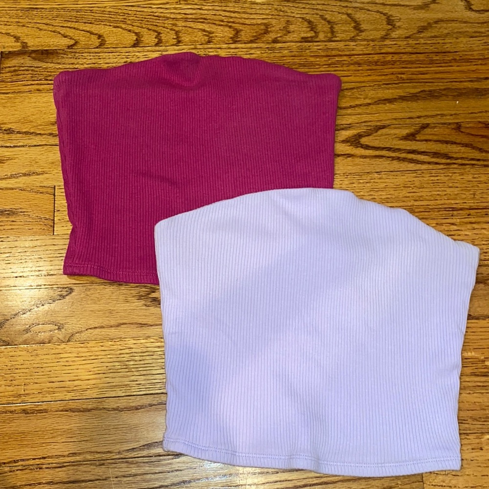 Garage Pink & Purple Ribbed Tube Tops Size M